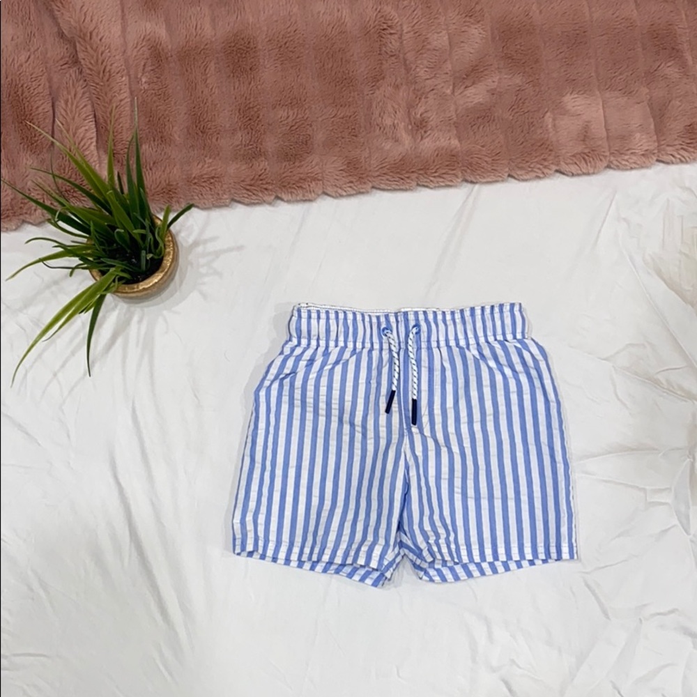 Boy 3T Blue and White Swim Trunks with Draw String